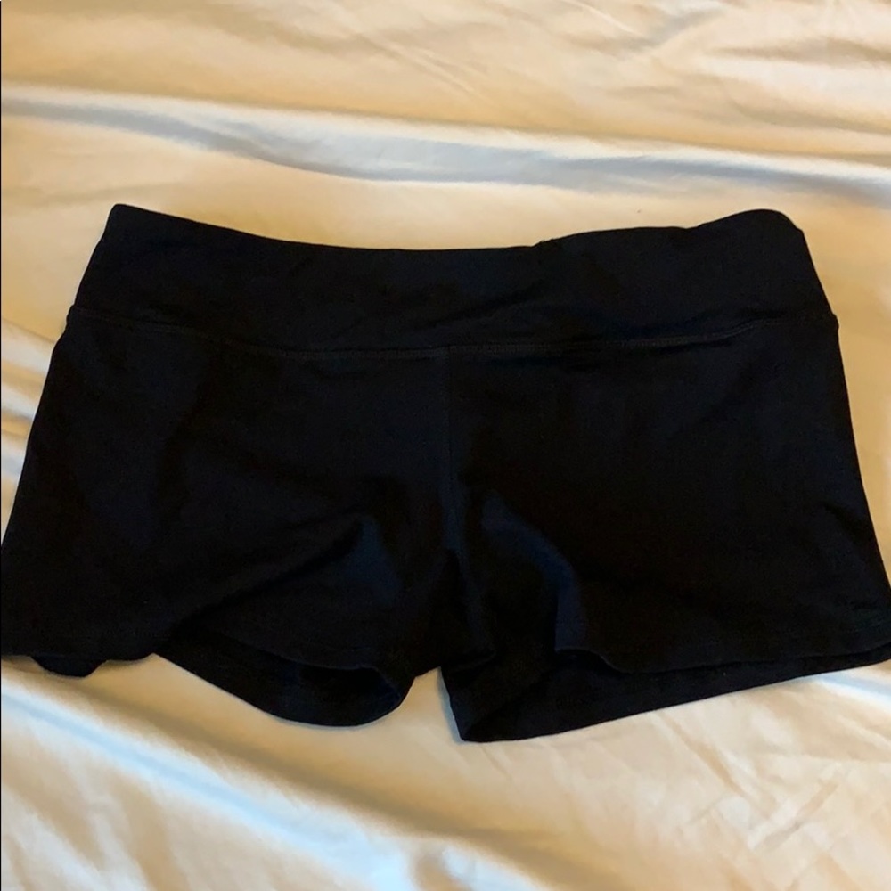 black spandex, super short, low rise